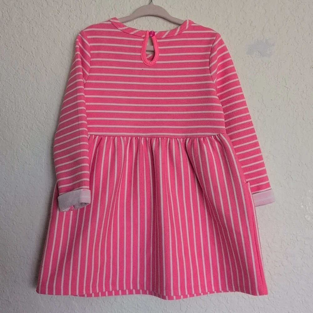 Cat & Jack Pink and White Pleated Sundress with Cuffed Sleeves 3T